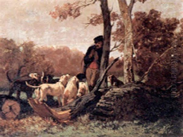 Le Piqueux Et Ses Chiens Oil Painting by Evariste Vital Luminais