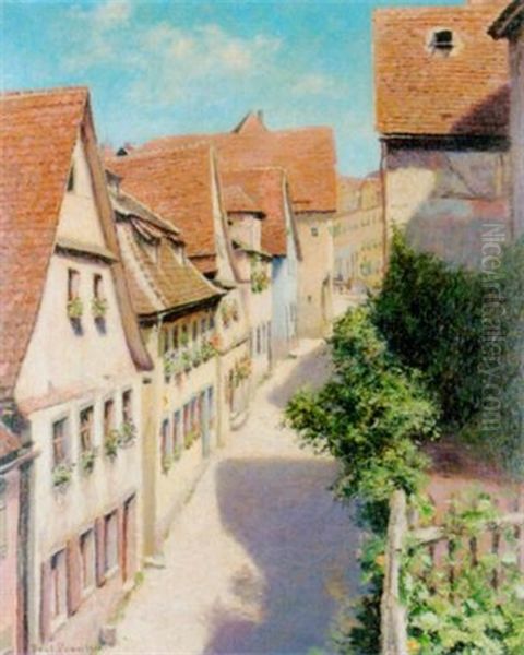 Sonnige Strassansicht Einer Kleinstadt Oil Painting by Paul Lumnitzer