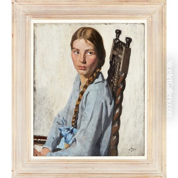 Portrait Of The Artist's Daughter Oil Painting by Ernest S. Lumsden