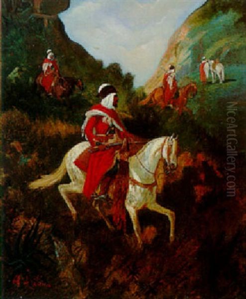 Cavaliers Algeriens Oil Painting by Charles De Luna