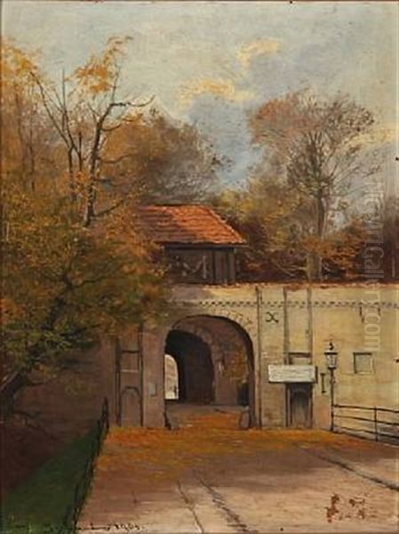 The Entrance To The Citadel In Copenhagen Oil Painting by Carl Ove Julian Lund