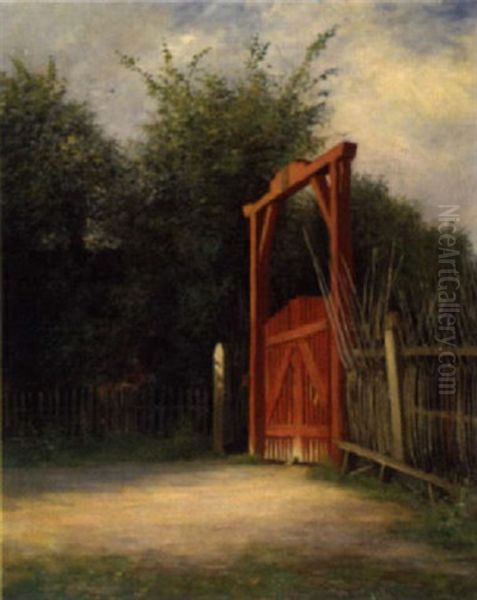 Hofgatter Mit Weidenzaun Oil Painting by Carl Ove Julian Lund