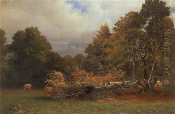 Vindfaelde Ved Ulvedalen, October Oil Painting by Carl Ove Julian Lund