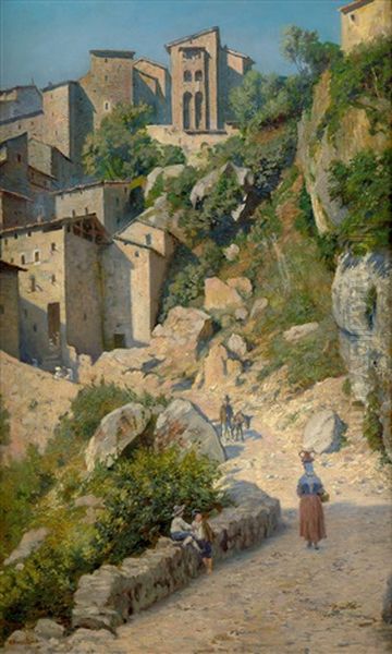 Ansicht Von Anticoli Corrado In Den Sabiner Bergen Oil Painting by Emil Carl Lund