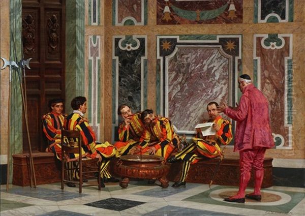 Swiss Guardsmen In The Vatican Oil Painting by Frederik Christian Lund