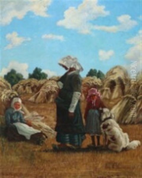 Harvest Scenery Oil Painting by Frederik Christian Lund