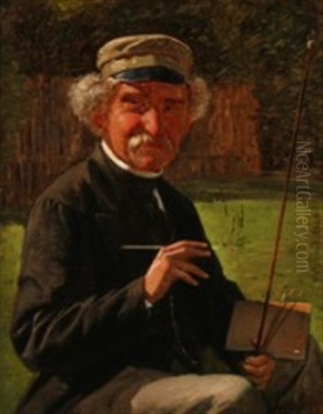 Portrait Of The Danish Landscape Painter Heinrich Buntzen (1803-1892) Oil Painting by Frederik Christian Lund