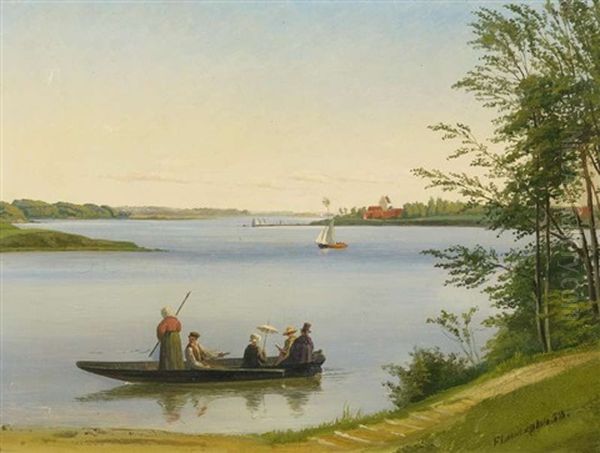 Fahrboot Im Svendborg Sund Oil Painting by Frederik Christian Lund