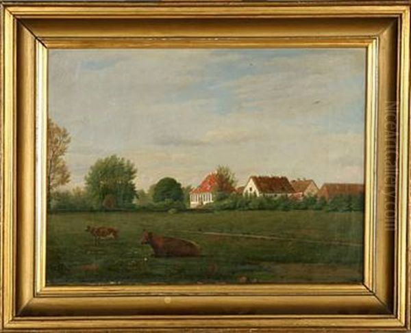 Summer Landscape With A Danish Proprietary Farm Oil Painting by Frederik Christian Lund