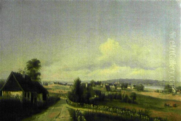 Paysage Aux Chaumieres (study) Oil Painting by Frederik Christian Lund