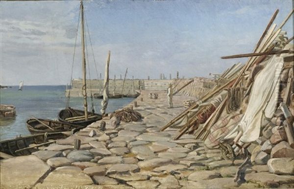 Parti Fra Sandvig Havn, Bornholm Oil Painting by Frederik Christian Lund