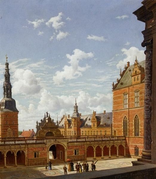 View Of A Castle, Fredericksborg Oil Painting by Frederik Christian Lund