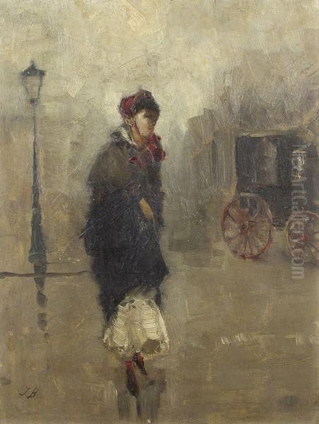 Jeune Elegante A Paris Oil Painting by Jean-Georges Beraud