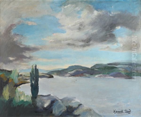 Fjordlandskap Oil Painting by Henrik Louis Lund