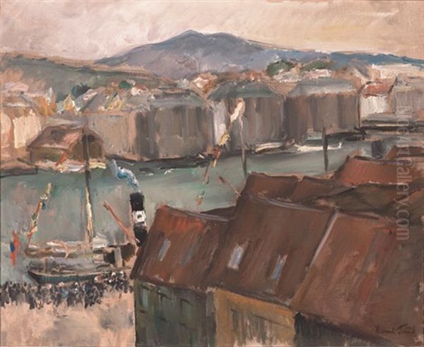 Nar Stavangerbaten Gar Oil Painting by Henrik Louis Lund