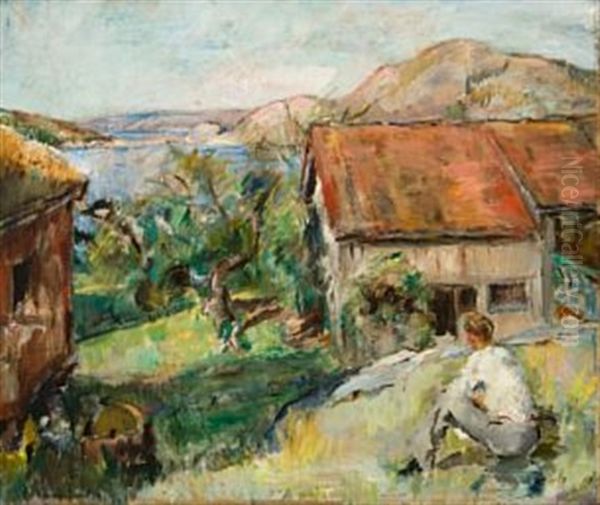 Sommer Pa Skatoy Oil Painting by Henrik Louis Lund