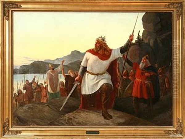 King Valdemar Sejr Of Denmark Attacking Estonia Oil Painting by Niels Anker Lund