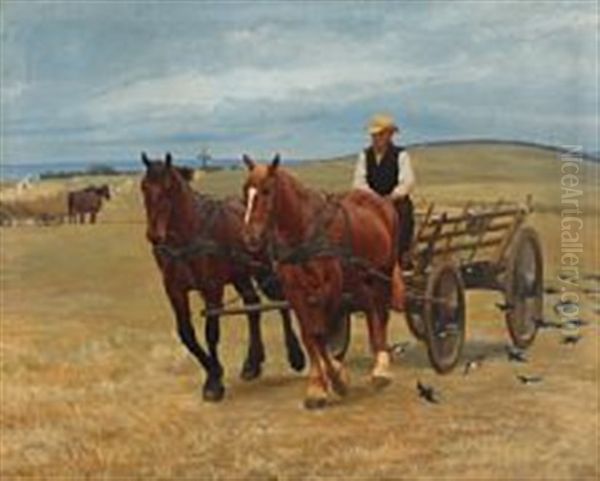 The Harvest At Horne Land, Faaborg Oil Painting by Soren Jorgensen Lund