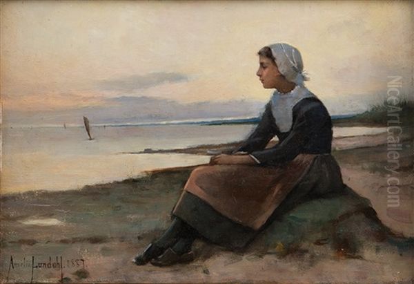 A Girl In Brittany Oil Painting by Amelie Lundahl