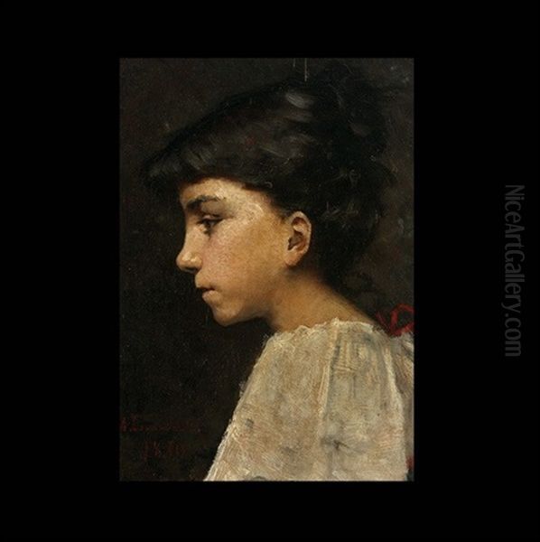 Portrait Of Young Girl Oil Painting by Amelie Lundahl