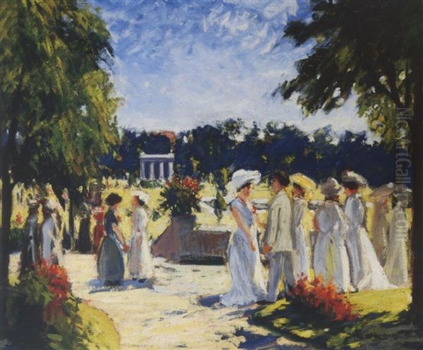 Lawn Party Oil Painting by August Frederick Lundberg