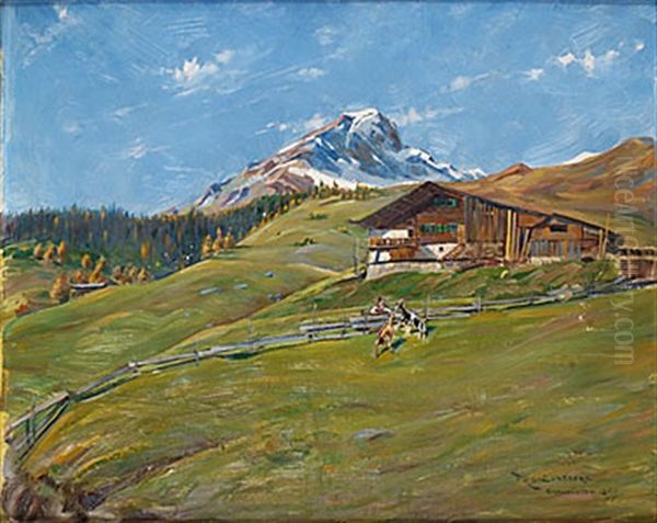 Motiv Fran Gravbunden Oil Painting by Robert Karl Lundberg