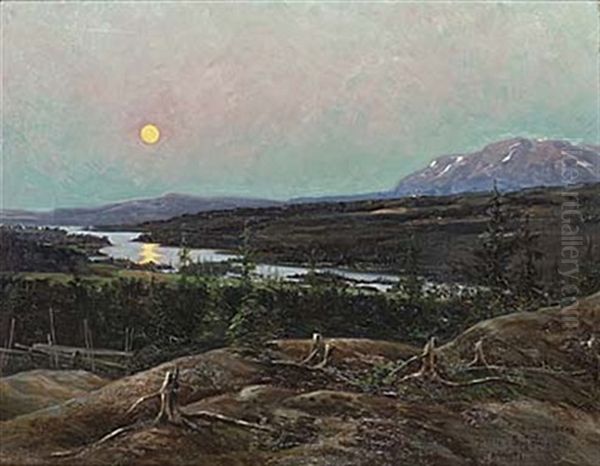 Midnatt, Morsil Oil Painting by Robert Karl Lundberg