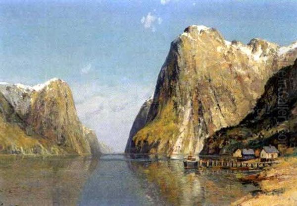 Norwegische Fjordlandschaft Oil Painting by Florence Lundborg