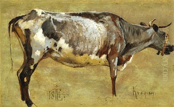 Study Of A Cow Oil Painting by Johan Thomas Lundbye