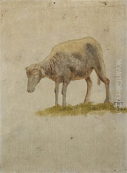 A Study Of A Sheep Oil Painting by Johan Thomas Lundbye