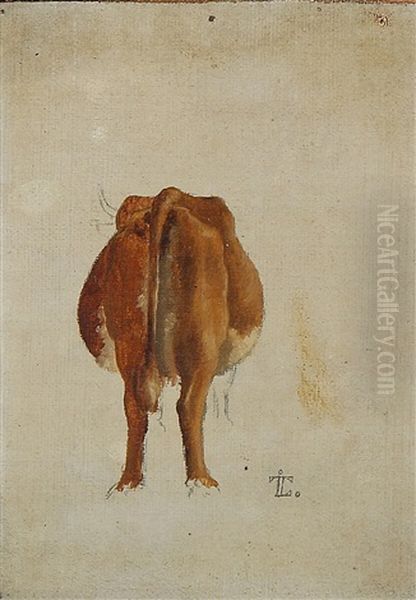 A Study Of A Cow Seen From Behind Oil Painting by Johan Thomas Lundbye