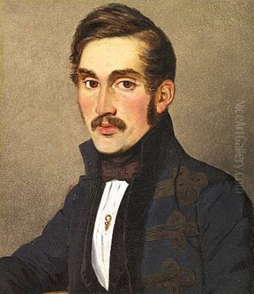 Portrait Of The Artist's Brother Colonel Emanuel Andreas Lundbye Oil Painting by Johan Thomas Lundbye