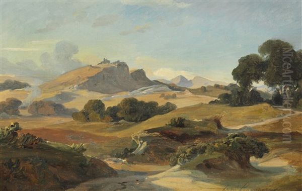 View Of The Roman Campagna Oil Painting by Anders Christian Lunde