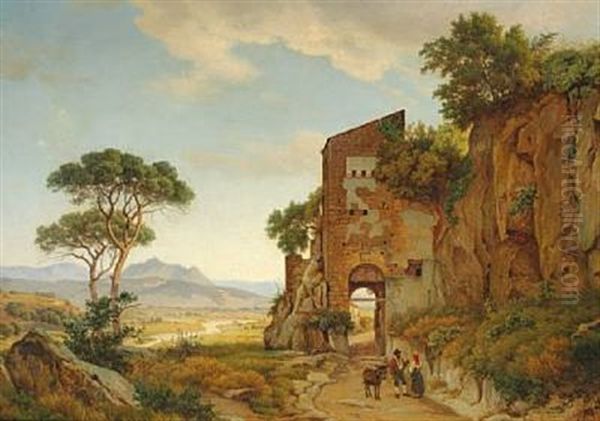 View From The Roman Campagna Oil Painting by Anders Christian Lunde