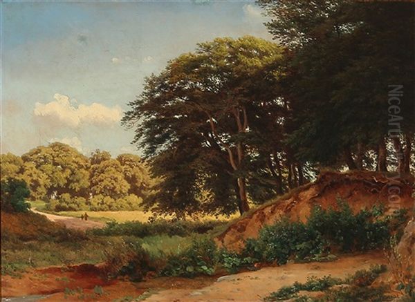 Forest Scene At Raadvad Oil Painting by Anders Christian Lunde