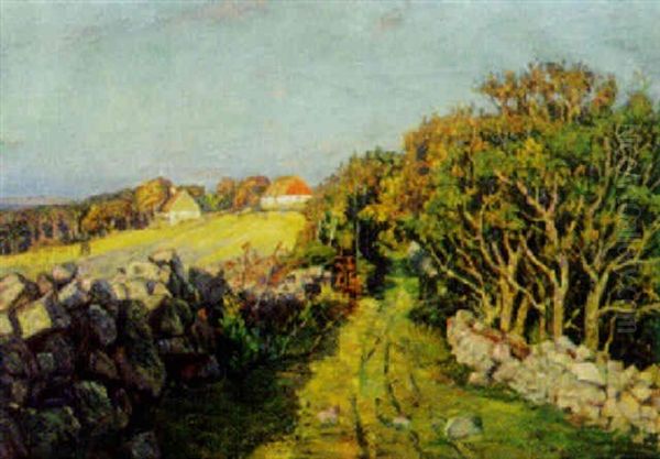 Gard I Kullabygden, Eftermiddagssol Oil Painting by Justus Lundegard