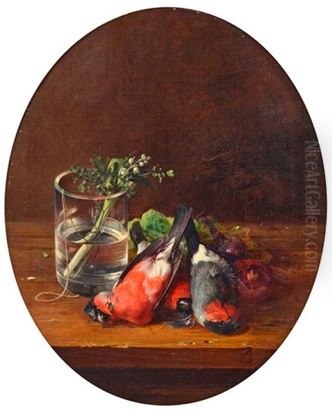 Still Life With Bullfinches Oil Painting by Theodor Lundh