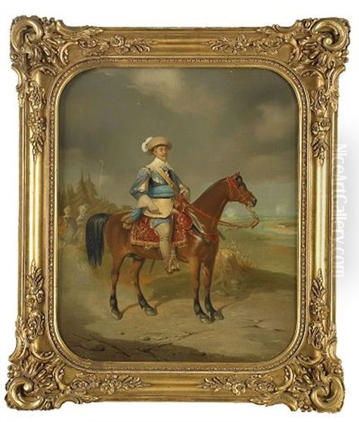 Gustaf Ii Adolf Till Hast Oil Painting by Theodor Lundh