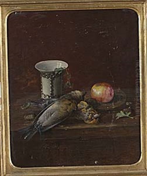 Stilleben Med Faglar Och Apple Oil Painting by Theodor Lundh