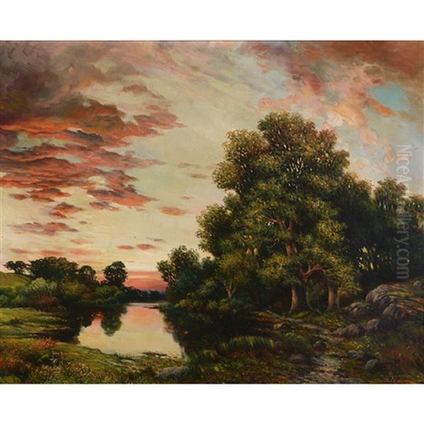 Tonalist Landscape Oil Painting by Leon Lundmark