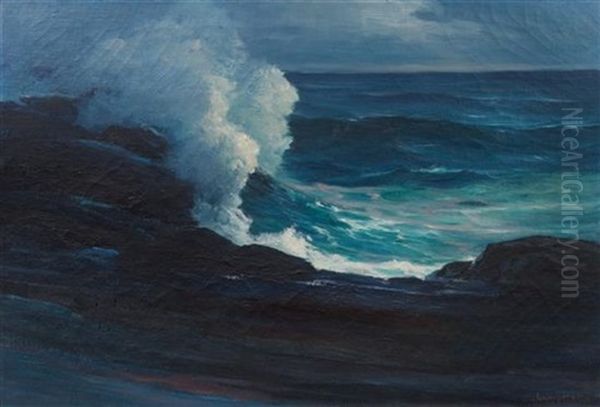 Battle Of The Waves Oil Painting by Leon Lundmark