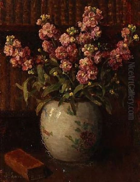 Flowers In A Vase Oil Painting by Lilli Lundsteen