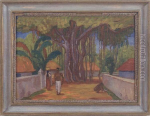 Banjantrad, Trincomalee, Ceylon Oil Painting by Knut Lundstroem