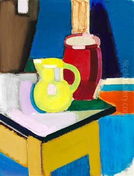 Still Life With Yellow Pitcher And Red Jar Oil Painting by Vilhelm Lundstrom