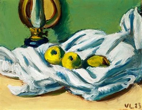 Still Life On White Cloth Oil Painting by Vilhelm Lundstrom