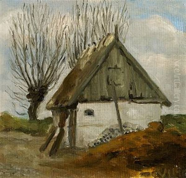 Little House With Hatched Roof Oil Painting by Vilhelm Lundstrom