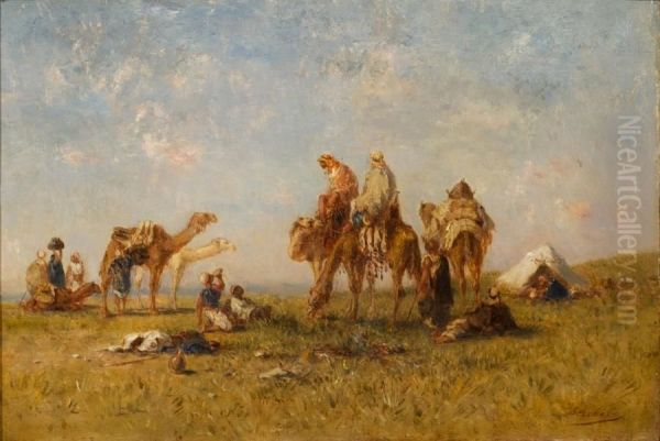 Cavaliers Arabes Oil Painting by Narcisse Berchere