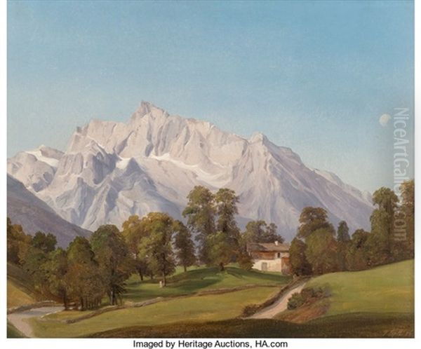 The Watzmann Near Salzburg Oil Painting by Hermann Lungkwitz