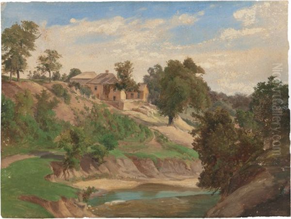 On The Pedernales River Oil Painting by Hermann Lungkwitz