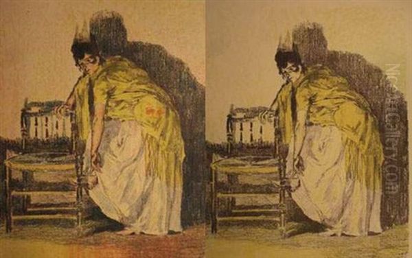 Femme Espagnole Remettant Son Soulier (+ Another; 2 Works) Oil Painting by Alexandre Lunois